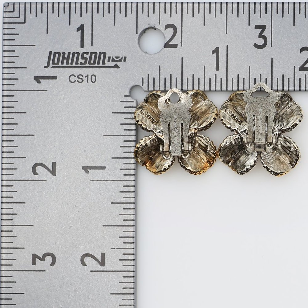 Vintage ART Arthur Pepper Gold and Silver Floral Clip-On Earrings Circa 1960s - Picture 5 of 5